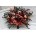 Wedding Bouquets in Deep Red & Coral | Cascading Faux Bridal & Bridesmaid Bouquets