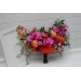 Wedding bouquets in bright orange and magenta colors. Bridal bouquet. Cascading bouquet. Faux bouquet. Bridesmaid bouquet. 5269