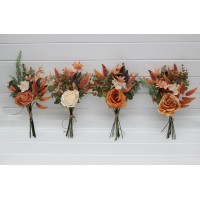 Mini bouquets for vases in orange ivory rust colors. Flowers for wedding decor. 0029