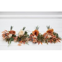 Mini bouquets for vases in orange ivory rust colors. Flowers for wedding decor. 0029