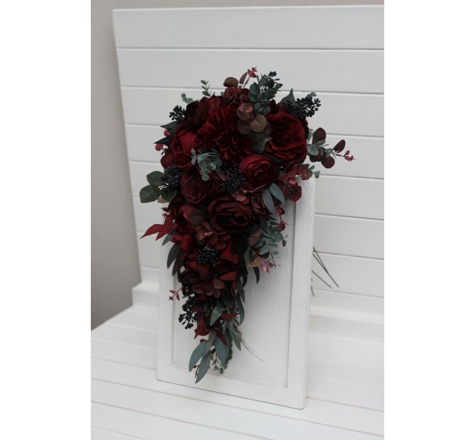 Wedding Bouquets in Burgundy – Classic & Cascading Artificial Bridal Bouquets