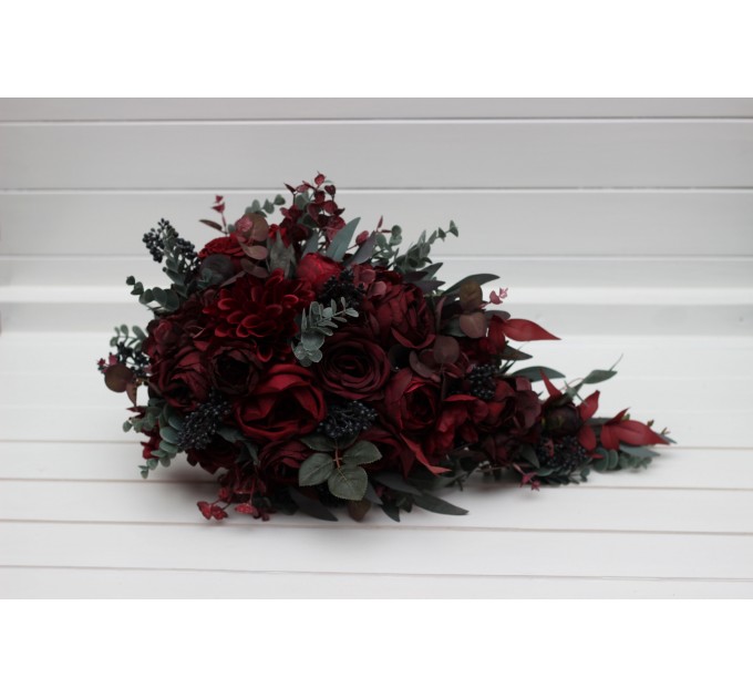 Wedding Bouquets in Burgundy – Classic & Cascading Artificial Bridal Bouquets