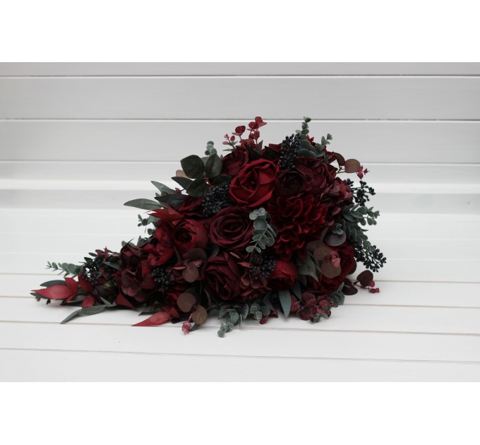 Wedding Bouquets in Burgundy – Classic & Cascading Artificial Bridal Bouquets