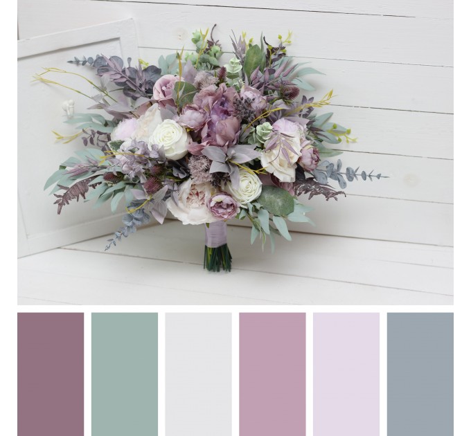 Wedding Bouquets in Lilac & Mauve | Elegant Faux Bridal & Bridesmaid Bouquets