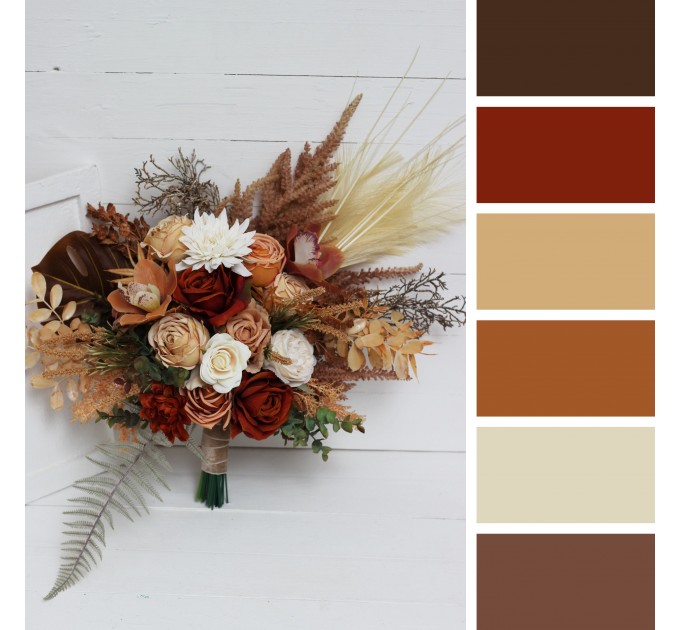 Wedding Bouquets in Orange, Ivory, Rust & Terracotta | Faux Bridal & Bridesmaid Bouquets