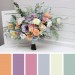 Summer & Spring Wedding Wildflower Bridal Bouquet | Peach, Purple & Dusty Blue Faux Bridesmaid Bouquets