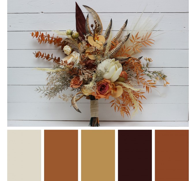 Boho Protea Bouquet in Rust & Ivory | Faux Bridal & Bridesmaid Bouquets