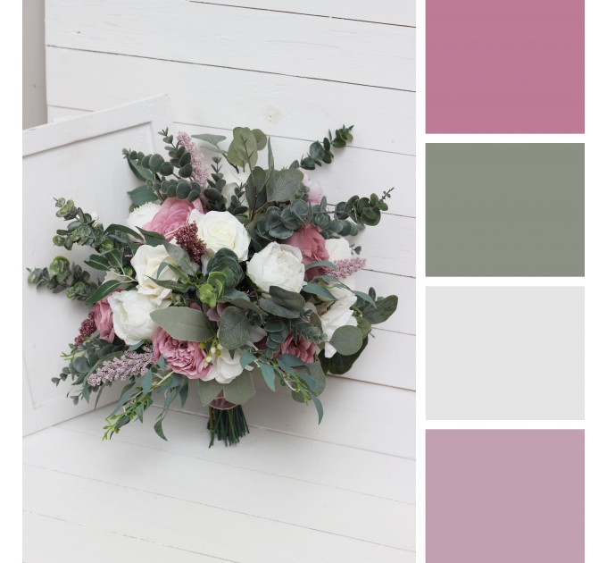 Wedding Bouquets in Lilac, White & Mauve | Faux Bridal & Bridesmaid Bouquets