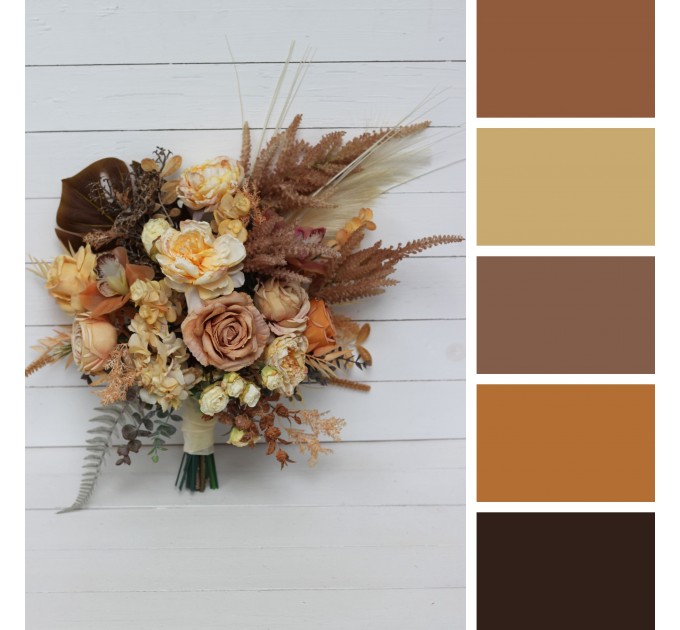Wedding Bouquets in Orange, Yellow & Terracotta | Faux Bridal & Bridesmaid Bouquets