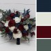 Wedding Bouquets in Burgundy, Ivory & Navy Blue | Cascading Bridal & Bridesmaid Faux Bouquets