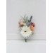 Wedding Boutonnieres & Wrist Corsage in Peach, Purple & Dusty Blue | Wildflower Faux Flower Accessories