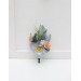 Wedding Boutonnieres & Wrist Corsage in Peach, Purple & Dusty Blue | Wildflower Faux Flower Accessories