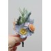 Wedding Boutonnieres & Wrist Corsage in Peach, Purple & Dusty Blue | Wildflower Faux Flower Accessories