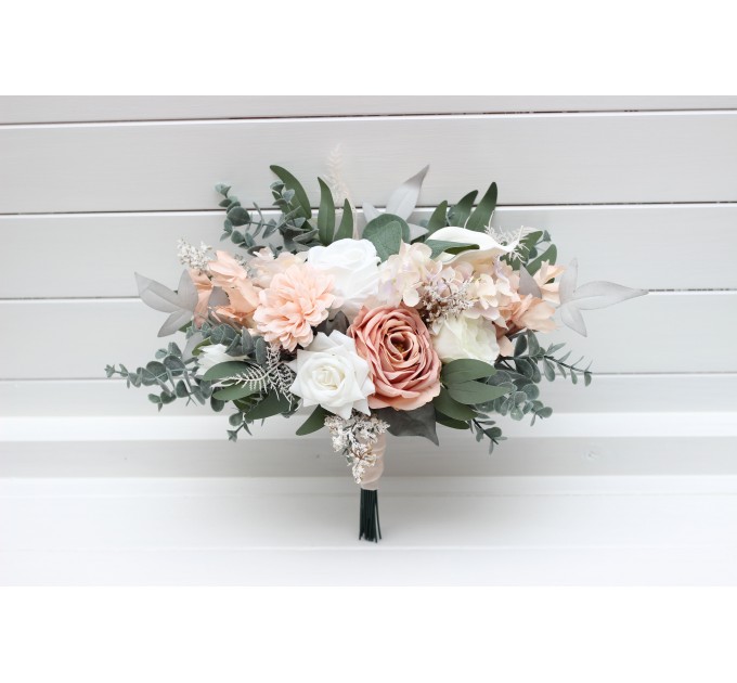 Wedding Bouquets in White & Blush Pink | Faux Bridal & Bridesmaid Bouquets