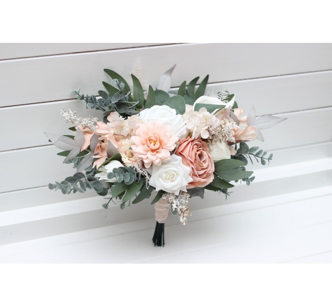 Wedding Bouquets in White & Blush Pink | Faux Bridal & Bridesmaid Bouquets