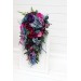 Wedding Bouquets in Teal, Magenta, Blue & Purple | Cascading Faux Bridal & Bridesmaid Bouquets