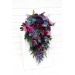 Wedding Bouquets in Teal, Magenta, Blue & Purple | Cascading Faux Bridal & Bridesmaid Bouquets