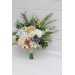 Spring & Summer Wedding Bouquets in Ivory, Yellow, Peach & Dusty Blue | Faux Cascading Bridal & Bridesmaid Wildflower Bouquets