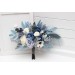 Wedding Bouquets in Dusty Blue, White, Ivory & Gray | Cascading Faux Bridal & Bridesmaid Bouquets