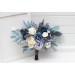 Wedding Bouquets in Dusty Blue, White, Ivory & Gray | Cascading Faux Bridal & Bridesmaid Bouquets