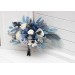 Wedding Bouquets in Dusty Blue, White, Ivory & Gray | Cascading Faux Bridal & Bridesmaid Bouquets