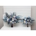 Wedding Bouquets in Dusty Blue, White, Ivory & Gray | Cascading Faux Bridal & Bridesmaid Bouquets