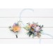 Wedding Boutonnieres & Wrist Corsage in Peach, Purple & Dusty Blue | Wildflower Faux Flower Accessories