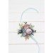 Wedding Boutonnieres & Wrist Corsage in Peach, Purple & Dusty Blue | Wildflower Faux Flower Accessories