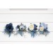 Wedding Boutonnieres & Wrist Corsage in Dusty Blue, White, Ivory & Gray | Faux Flower Accessories