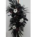 Flower Arch Arrangement in Deep Purple, Black, Silver & White | Faux Floral Archway for Wedding