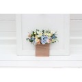 Pocket Boutonniere in Ivory, Yellow, Peach & Dusty Blue | Faux Flower Accessories