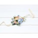 Wedding Boutonnieres & Wrist Corsage in Ivory, Yellow, Peach & Dusty Blue | Faux Flower Accessories