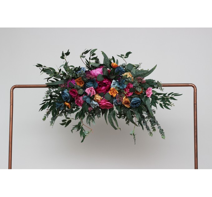 Flower Arch Arrangement in Jewel-Tone Colors | Faux Floral Archway for Wedding
