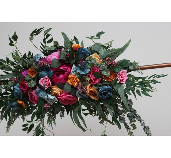 Flower Arch Arrangement in Jewel-Tone Colors | Faux Floral Archway for Wedding