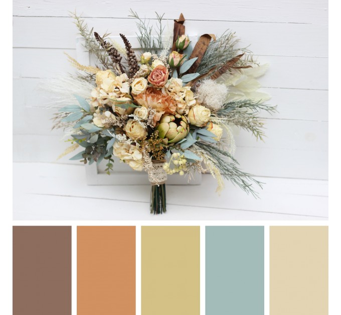 Wedding Bouquets in Champagne & Ivory | Faux Bridal & Bridesmaid Bouquets