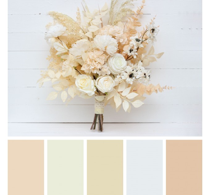 Wedding Bouquets in Champagne, Ivory & Cream | Faux Bridal & Bridesmaid Flowers