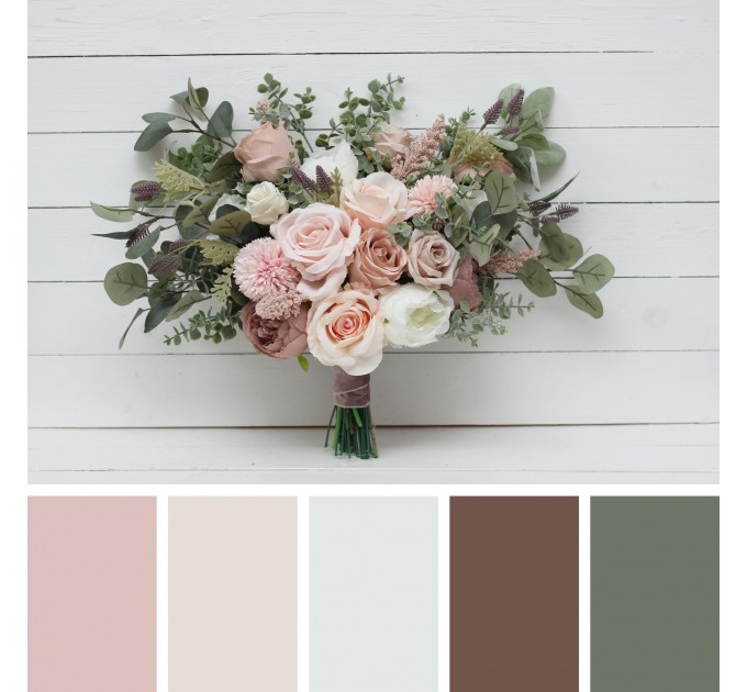 Wedding Bouquets in Beige & Blush Pink | Faux Bridal & Bridesmaid Bouquets
