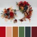 Cascading Fall Wedding Bouquet in Rust, Orange, Red & Blue | Faux Boho Bridal Flowers