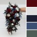 Wedding Bouquet in Burgundy, White & Navy Blue | Cascading Bridal & Bridesmaid Faux Bouquets