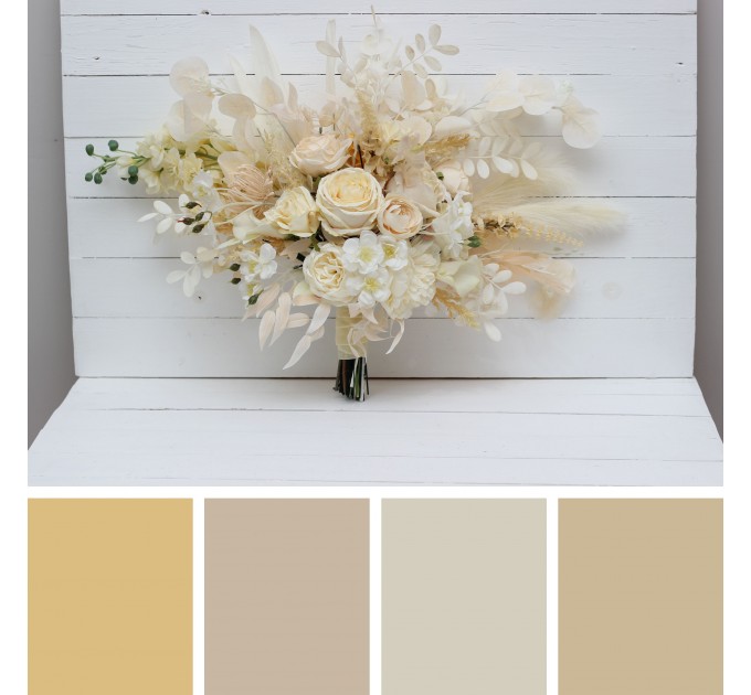 Wedding Bouquets in Champagne, Ivory & Cream | Faux Bridal & Bridesmaid Bouquets