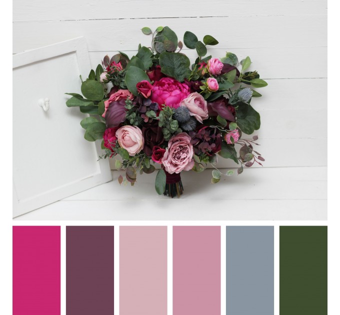 Wedding Bouquets in Purple & Magenta | Faux Bridal & Bridesmaid Bouquets