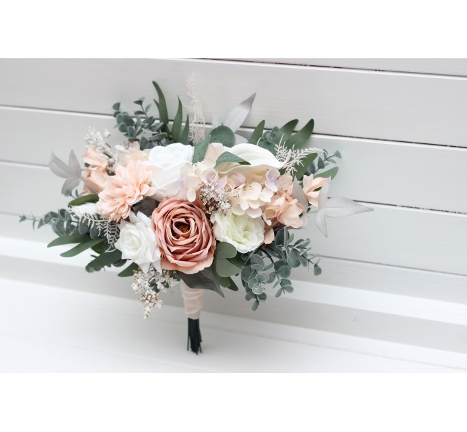 Wedding Bouquets in White & Blush Pink | Faux Bridal & Bridesmaid Bouquets