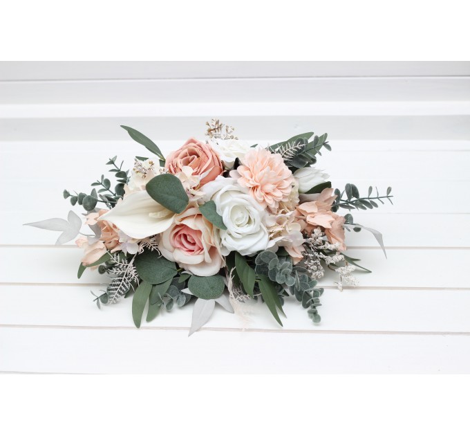 Wedding Bouquets in White & Blush Pink | Faux Bridal & Bridesmaid Bouquets