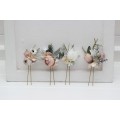 Set of 4 hair pins in beige white gray blush pink color scheme. Hair accessories. Flower accessories for wedding. 5261