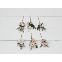  Set of 6 bobby pins in beige white gray blush pink color scheme. Hair accessories. Flower accessories for wedding.  5261
