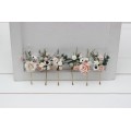 Set of 6 bobby pins in beige white gray blush pink color scheme. Hair accessories. Flower accessories for wedding. 5261