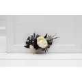 Flower comb in ivory black gold color scheme. Wedding accessories for hair. Bridal flower comb. Bridesmaid floral comb. 5119