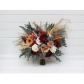 Wedding Bouquets in Rust, Burgundy & Ivory | Faux Bridal & Bridesmaid Bouquets