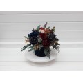 Burgundy navy blue dusty rose gold centerpiece. Table decor. Wedding flowers in box. 5090