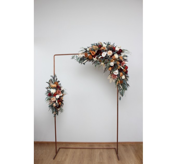Flower Arch Arrangement in Rust, Burgundy & Ivory | Faux Arbor Flowers for Wedding Archway